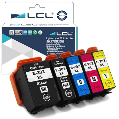Afbeelding van LCL Professionele versie inktcartridge compatibel met 202 202XL C13T02G74010 C13T02G14010 C13T02H14010 C13T02H24010 C13T02H34010 C13T02H44010 (KPBKBK). CMY) Vervanging voor Epson Expression Premium