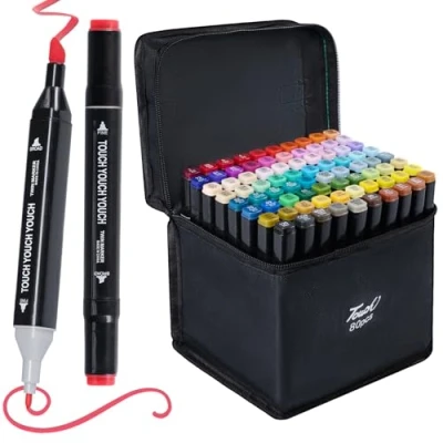 Afbeelding van Acrylstiften, penseelpen, 80 kleuren, waterdicht, dubbelzijdige acrylstiften voor glas, hout, canvas, keramiek, Kerstmis, handwerk, Pasen, doe het zelf handwerk