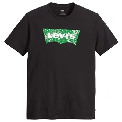 Afbeelding van Levi&#039;s Graphic Crewneck TEE Tshirt print, Heren, Maat: Medium, Black