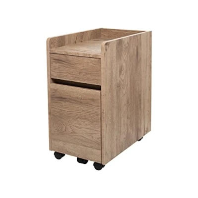 Afbeelding van Iris Ohyama, Kast met vergrendelbare wielen / Archiefmap voor houten lades Bureau planken en Bureaukast, design modern, kantoor, studeerkamer FDK 3059 AsBruin