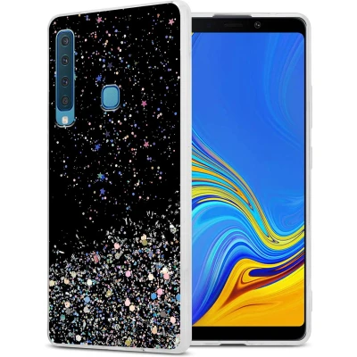 Afbeelding van Cadorabo Hoesje geschikt voor Samsung Galaxy A9 2018 in Zwart met Glitter Beschermhoes van flexibel TPU silicone fonkelende glitters Case Cover Etui