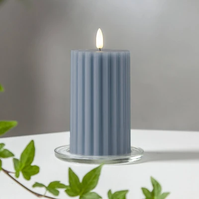 Afbeelding van Star Trading LED kaars van echte was &#039;Flame Stripe&#039;, flikkerend, blauw, 15cm