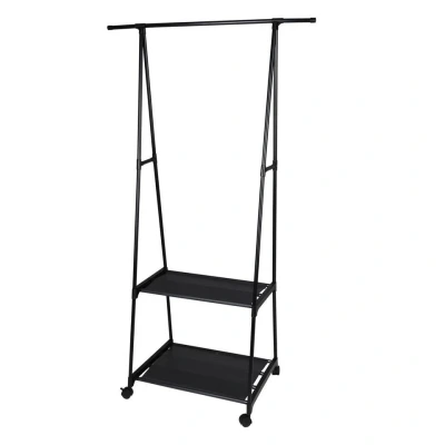 Afbeelding van Storage Solutions Kledingrek met 2 planken zwart
