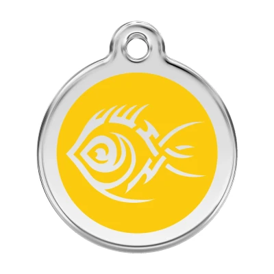 Afbeelding van Tribal Fish Yellow roestvrijstalen hondenpenning large/groot dia. 3,8 cm RedDingo