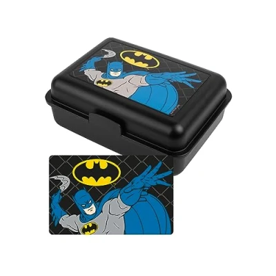 Afbeelding van United Labels DC Comics Batman broodtrommel logo lunchbox, boterbroodtrommel met scheidingswand, zwart