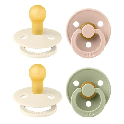 Afbeelding van BIBS Colour speen verpakking 4 stuks, BPA vrije fopspeen, Ronde speen. Natuurlijk rubberlatex, Geproduceerd in Denemarken/EU. Maat 1 (Verpakking stuks), Ivory Mix