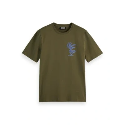 Afbeelding van Scotch &amp; Soda LEFT Chest Artwork Tshirt print, Heren, Maat: Small, Classic green