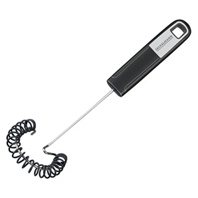 Afbeelding van Fackelmann Spiraalbezem 27 cm SENSE, praktische keukenhulp met functioneel deel van roestvrij staal en siliconen, garde voor gecoate pannen potten (kleur: zilver/zwart), hoeveelheid: 1 stuk