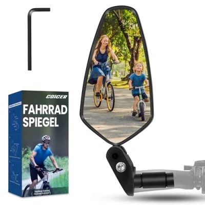 Afbeelding van Fietsspiegel, extra groot spiegeloppervlak, slagvast echt glas, voor stuur e bike, achteruitkijkspiegel, fietsspiegel inklapbaar (links en rechts bruikbaar)