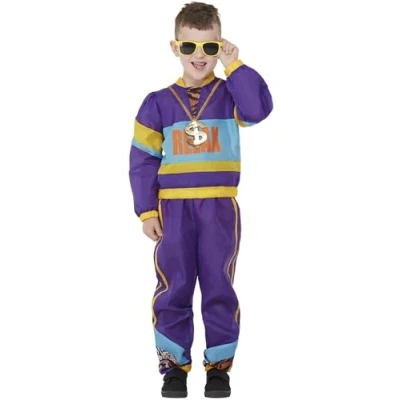 Afbeelding van Smiffy&#039;s Rapper Kostuum 80s Relax Stoere Freestyle Jongen Paars Large Carnavalskleding Verkleedkleding