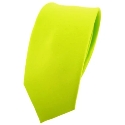 Afbeelding van TigerTie Herenstropdas smalle satijnen stropdas van 6 cm in effen design, ideaal voor zakelijke afspraken, feestelijke gelegenheden en vrije tijd, groen neongroen, Krawattengröße: ca. Länge 150 cm,