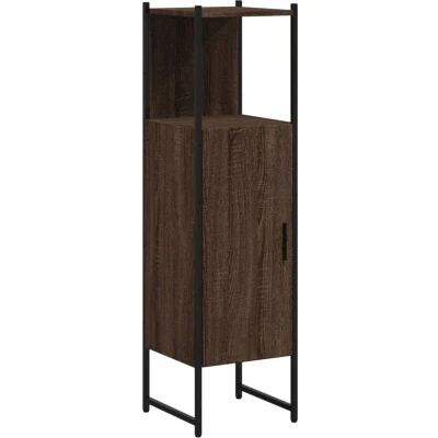 Afbeelding van Badkamerkast 33x33x120,5 cm bewerkt hout bruin eikenkleurig