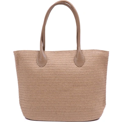 Afbeelding van Monnq strandtas met rits rieten tas riet Magha Wheat