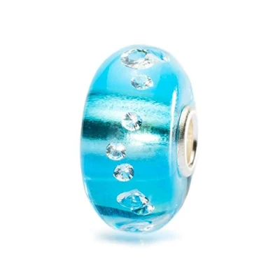 Afbeelding van Trollbeads TGLBE 00040 Kraal Diamond like ijsblauw zilver/glas/zirconia