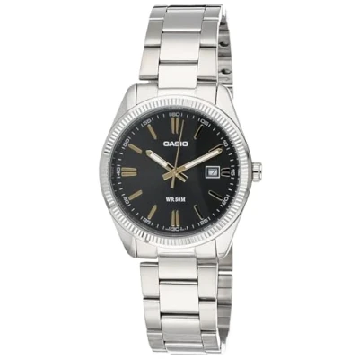 Afbeelding van Casio MTP 1302D 1A2VDF polshorloge met armband van roestvrij staal, mineraal, matrasbeschermer, zwart., 40mm, core