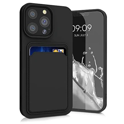 Afbeelding van kwmobile telefoonhoesje compatibel met Apple iPhone 13 Pro hoesje Case pasjeshouder Smartphone cover in zwart