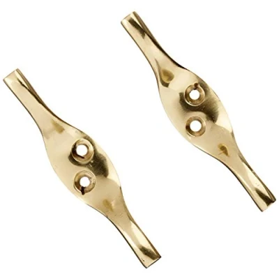 Afbeelding van Merriway® BH01551 Rope Cord Cleat Hooks, 75mm (3 inch) Gepolijst messing, 2 stuks
