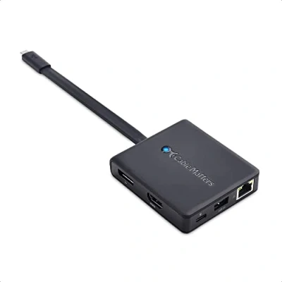 Afbeelding van Cable Matters USB C hub met HDMI, DisplayPort, VGA, 3.0, Gigabit Ethernet, 100 W opladen Thunderbolt 4 / USB4 3 poort compatibel MacBook Pro, Dell XPS, Surface Pro en meer