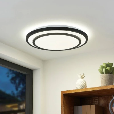 Afbeelding van Lindby LED plafondlamp met dimmer CCT 1licht ijzer, kunststof H: 7 cm , wit Inclusief lichtbron