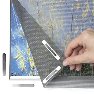 Afbeelding van Hoberg Stuifmeelbescherming voor venster met magneetsluiting Vliegennet kan individueel op maat worden gesneden tot 150 x 130cm, zonder boren of schroeven Bevestiging 16 magneten [antraciet]