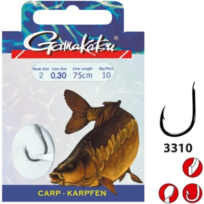Afbeelding van Gamakatsu Onderlijnen Carp haak 3310F 60cm (10 pcs) Maat : 10 0.20mm
