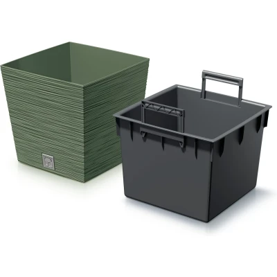 Afbeelding van Prosperplast Plantenpot/bloempot Furu Stripes voor buiten kunststof bosgroen vierkant D29.5 x H29 cm Planten