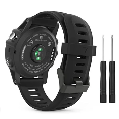 Afbeelding van MoKo Watch Band Compatible with Garmin Fenix 3, Sport Soft Silicone Replacement Strap fit 3 HR/Fenix 5X/5X Plus/D2 Delta PX/D2 Charlie/Tactix Charlie/Descent Mk1/Quatix BLACK