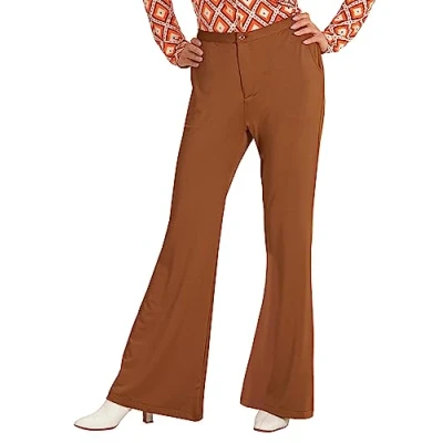 Afbeelding van Widmann Hippie Kostuum Groovy Gwendolyn 70s Dames Broek, Bruin Vrouw Large / XL Carnavalskleding Verkleedkleding
