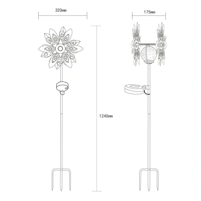 Afbeelding van Globo LED lamp op zonne energie 36578S, grondspies, zilver/zwart, metaal