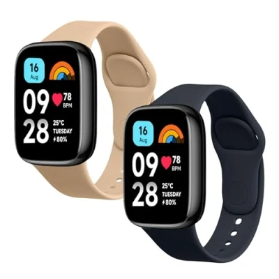 Afbeelding van kwmobile 2x horlogebandjes geschikt voor Xiaomi Redmi Watch 3 Active bandje Smartwatch bandjes van TPU Activity tracker horloge band in donkerblauw / oudroze