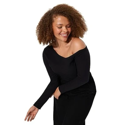 Afbeelding van Trendyol Zwarte Gebreide Blouse Met Koord En Boothals Tbbaw24Af00002