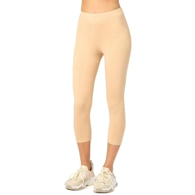 Afbeelding van Merry Style MS MS10 199 LE Dames Capri Leggings Sport Vrijetijdsbroek 3/4 Lengte Katoen Sporbroek Yogabroek Natuur L