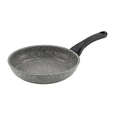 Afbeelding van Barazzoni Monolitica Pan van aluminium in steenlook met marmotech coating en speciale inductiebodem aluminium/staal, Ø 20 cm, gemaakt Italië, grijs