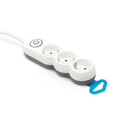Afbeelding van Garza Meervoudige stekkerdoos met 3 stopcontacten, 1,4 m kabel, platte stekker, schakelaar, kinderbeveiliging, wit