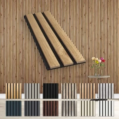 Afbeelding van HEXIM Akoestische panelen, monsterstuk, flexibele lamellenwand, hout, mdf wandpanelen, lamellenbekleding, binnendecoratie, geluidsisolerend (Pecan AP08 / APH08 monster)