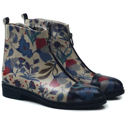 Afbeelding van Goby Floral Dames Boots Vegan Leer Handgemaakt Maat 38