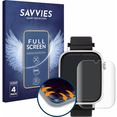 Afbeelding van Savvies Screenprotector voor SaveFamily SaveWatch Plus Folie Beschermfolie transparant volledig dekking (4 Stuks)