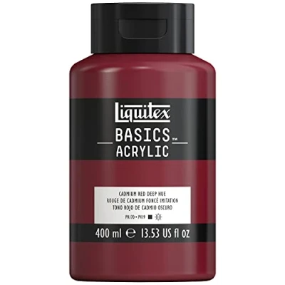 Afbeelding van Liquitex Basics 8870320 Monopigmenteerde acrylverf, kunstenaarspigmenten, lichtecht, gemiddelde viscositeit, archiefkwaliteit, zijdeglanzende afwerking, 400ml Cadmium Red Deep Hue