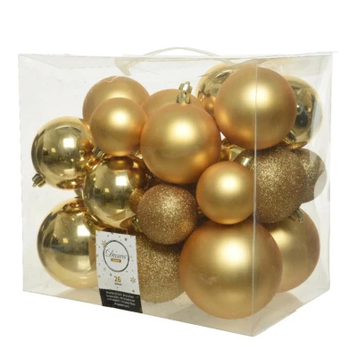 Afbeelding van Decoris Kerstballen Kerstboomversiering Goud 26 stuks 3 Assortiment