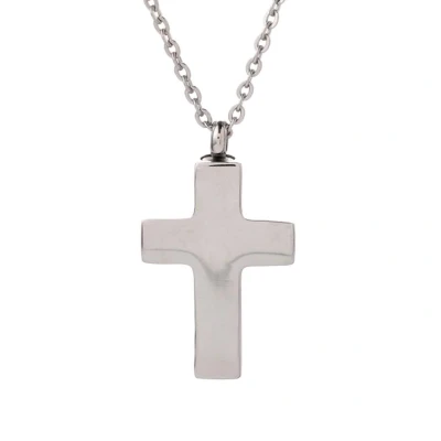 Afbeelding van Fako Bijoux® Ketting Ashanger / Assieraad Kruis Edelstaal Zilverkleurig