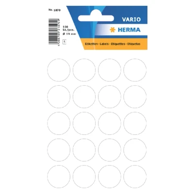 Afbeelding van Etiket HERMA 1870 rond 19mm wit 100stuks