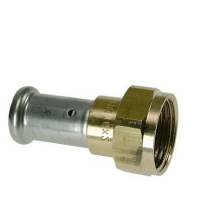 Afbeelding van Henco messing pers overgangskoppeling 16 x 3/4 met wartel en vlakke