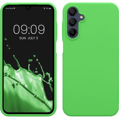 Afbeelding van kwmobile telefoonhoesje geschikt voor Samsung Galaxy A15 5G Hoesje met siliconen coating Smartphone case in limoengroen
