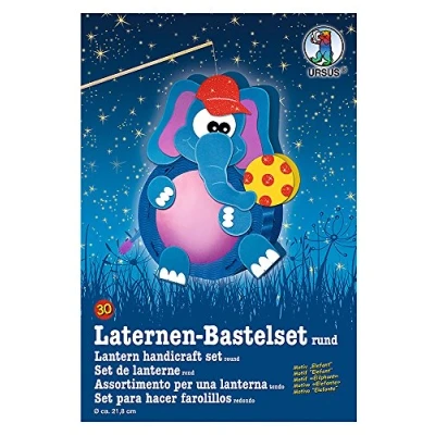 Afbeelding van Ursus 18700030 lantaarns knutselset, olifant, ca. 21,8 x 21 10,3 cm, diameter inclusief sjabloonlijst met knutselhandleiding, om zelf vorm te geven, ideaal voor de volgende
