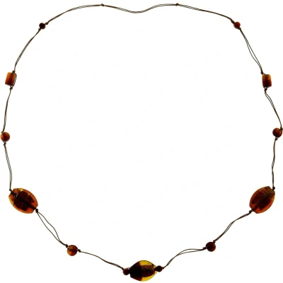 Afbeelding van Behave Lange ketting bruin met glas kralen