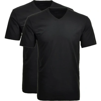 Afbeelding van RAGMAN Regular Fit T Shirt V hals Dubbel pak zwart, Effen