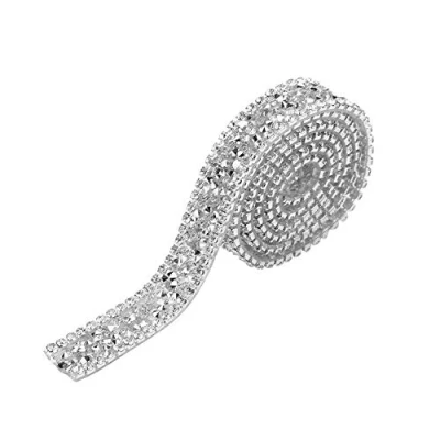 Afbeelding van Lint trim, 1 Yard 15 mm Diamond Mesh Wrap Roll Sparkle Crystal Decoratie voor Kleding Jurk Riem Kraag Haarspeld Schoenen Accessoires (Zilver)