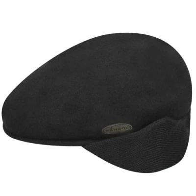 Afbeelding van Kangol Wol 504 Earlap Flat Cap zwart XL