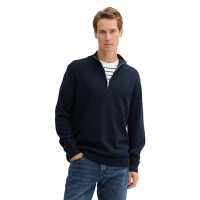 Afbeelding van Tom Tailor Trui Gestructureerde Gebreide Troyer 1044475xx10 10668 Mannen Maat L