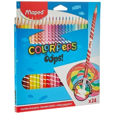 Afbeelding van Kleurpotlood Maped Color&#039;Peps Oops met gum set á 24 kleuren